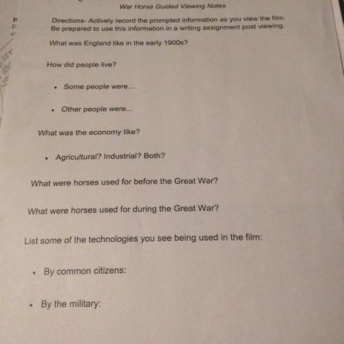 War horse movie- guided movie notes worksheet