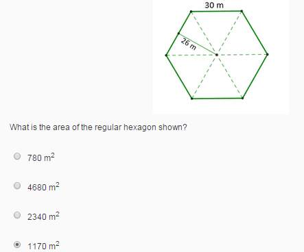 What is the area of the regular hexagon shown?