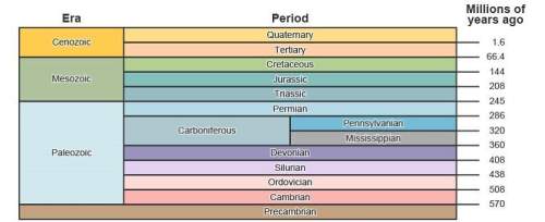Study the diagram of the geologic time scale. which method is most likely used to identi