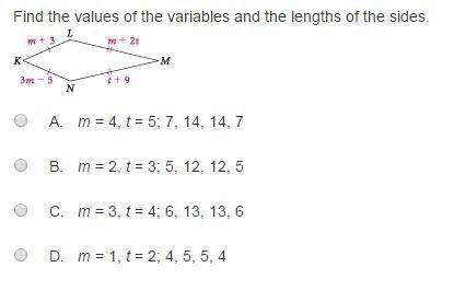 Find the values of the variables and the lengths of the sides