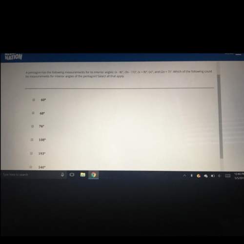 Apentagon has the following measurements what is interior angles: (x-8), (3x-11), (x+8), (x), and (
