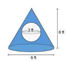 The figure is a cone with a sphere within it. to the nearest whole number, what is the a