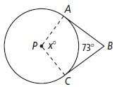 Ab and bc are tangents to p. what is the value of x? this is really so confusing