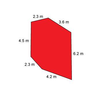 What is the perimeter of this hexagon? a. 18.5 b. 20.8 m c. 23.1 m d. 25.4 m