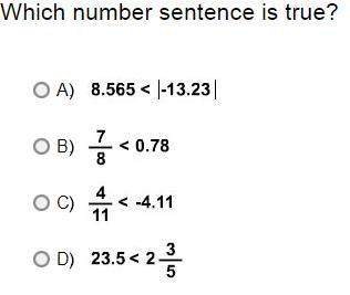 Which number sentence is true?  a.  b.  c.  d.