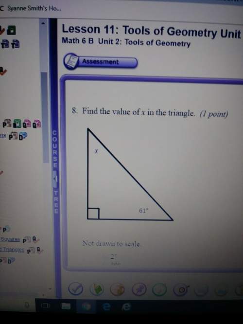 Asap find the value of x in the triangle a.2b.29c.63d.299&lt;
