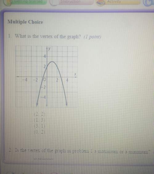 1.what is the vertex of the graph? (see attachment) a.(2,2)b.(1,3)c.(3,1)d.