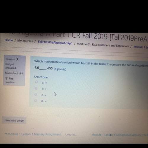 Which mathematical symbol would best fill in the blank to compare the two real numbers?  76__v