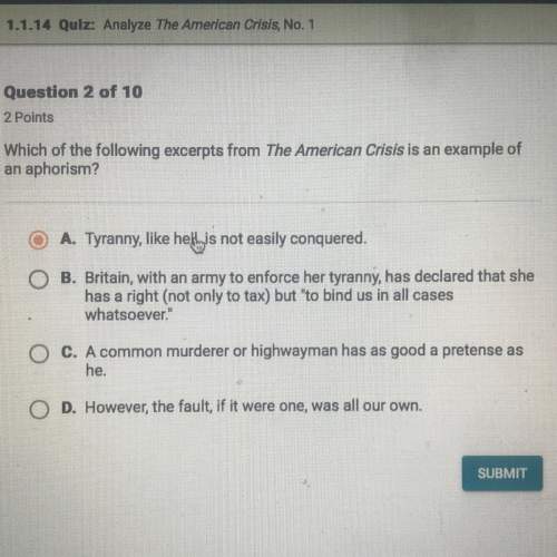 Which of the following excerpts from the american crisis is an example of aphorism?