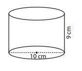 Find the exact volume of the cylinder. a) 45π cm3  b) 90π cm3  c) 225π cm3