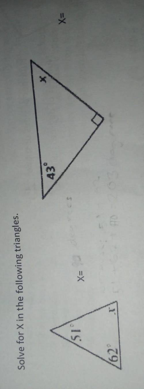 Solve for x in the following triangles.x=