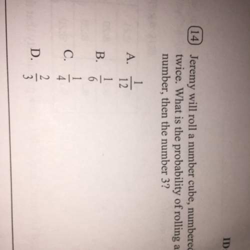 Jeremy will roll a number cube,numbered 1-6,twice.what is the probability of rolling an even number,