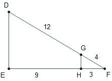 In the diagram, dg = 12, gf = 4, eh = 9, and hf = 3. to prove th