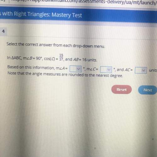 In triangle abc, m_b= 90°, cos(c) = 15/17, and ab = 16 units. based on this information, m-a=