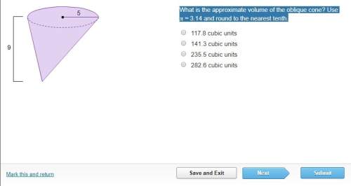 What is the approximate volume of the oblique cone? use π ≈ 3.14 and round to the nearest tenth.