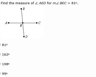 Find the measure of ∠ aed for m∠ bec = 81.