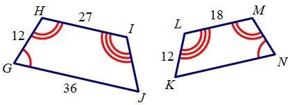 The figures shown above are similar. write a similarity statement. the images are not drawn to scale