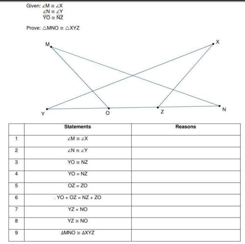 () the congruency of mno and xyz can be proven using a reflection across the line bisecting oz. howe