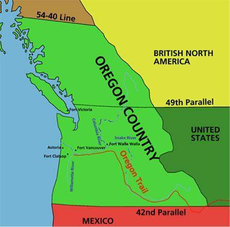 How did this map change following the treaty of washington in 1846? (70 points) the ore