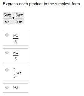 Express each product in the simplest form. (label answer one of a-d)