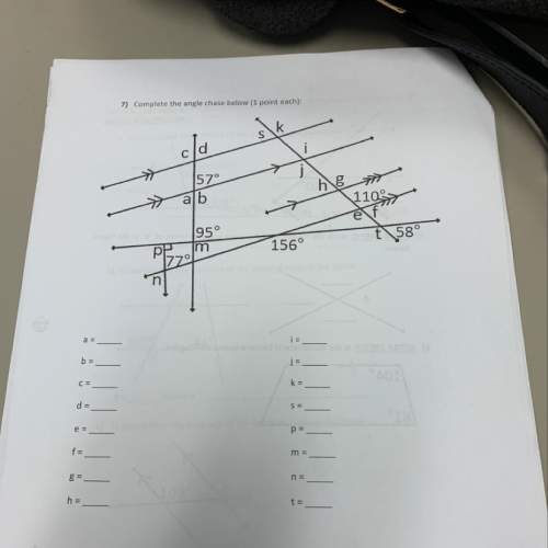 7) complete the angle chase below (1 point each):  को 156° 18 ॥ ||