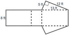 Use a net to find the surface area of the right triangular prism shown below:  88