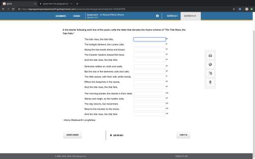 In the blanks following each line of the poem, write the letter that denotes the rhyme scheme of "th