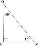 Given right triangle mno, which represents the value of cos(m)?  startfraction o n over