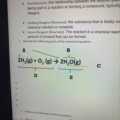 Identify the following parts of the chemical equation