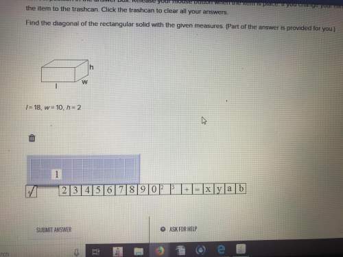 Find the diagonal of the rectangular solid with the given measures. l = 18, w = 10, h = 2