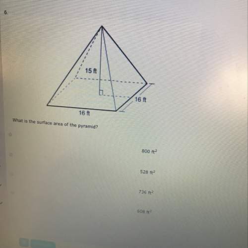 What is the surface area of the pyramid? 15ft , 16ft , 16ft