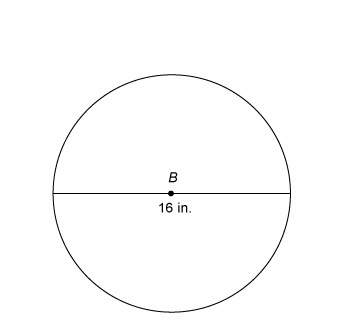 What is the exact circumference of the circle?  a. 48pi inches  b. 32pi inches  c