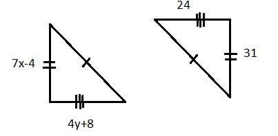 Find the values of x and y. show your work.