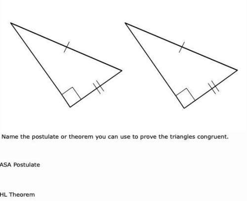 Name the postulate or theorem you can use to prove the triangles congruent.