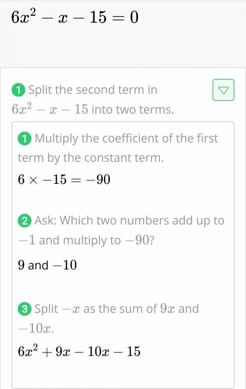 Is the answer to 6x^2-x-15=0 x=5/3,-3/2 ? Using the quadratic formula