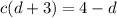 c(d + 3) = 4 - d