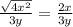 \frac{\sqrt{4x^2}}{3y} = \frac{2x}{3y}