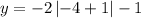 y=-2\left|-4+1\right|-1