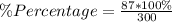 \%Percentage = \frac{87* 100\%}{300}