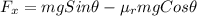 F_x=mgSin \theta-\mu_r mgCos \theta