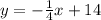 y = -\frac{1}{4}x + 14