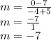 m = \frac{0-7}{-4+5}\\m = \frac{-7}{1}\\m = -7