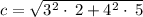 c=\sqrt{3^2\cdot \:2+4^2\cdot \:5}