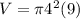 V = \pi 4^2 (9)