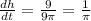 \frac{dh}{dt} =\frac{9}{9\pi}= \frac{1}{\pi}