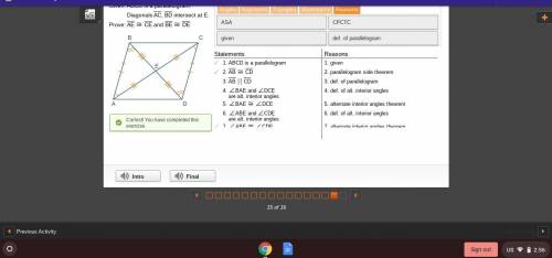 Proving the Parallelogram Diagram Theorem

Given: ABCD is a Parallelogram. Diagonals AC,BD intersect