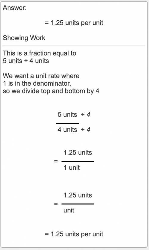 The ratio is 5 to 4 so whats the rate