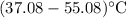 (37.08-55.08)^{\circ}\text{C}