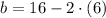 b = 16-2\cdot (6)