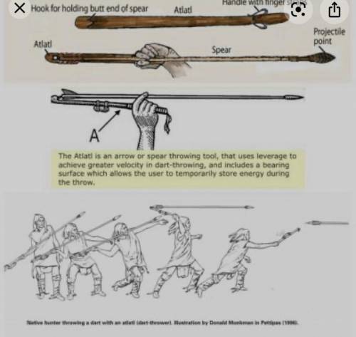 The atlatl was an ancient tool used to throw spears with greater force than throwing them by hand. T